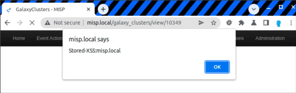 stored XSS in galaxy cluster view